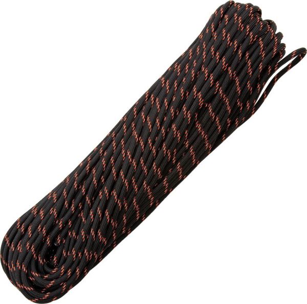 Marbles Parachute Cord Black Reflective Orange 100 ft