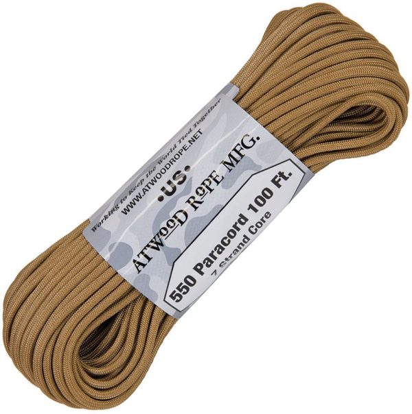 Atwood Rope MFG 550 Parachute Cord Tan 100 ft