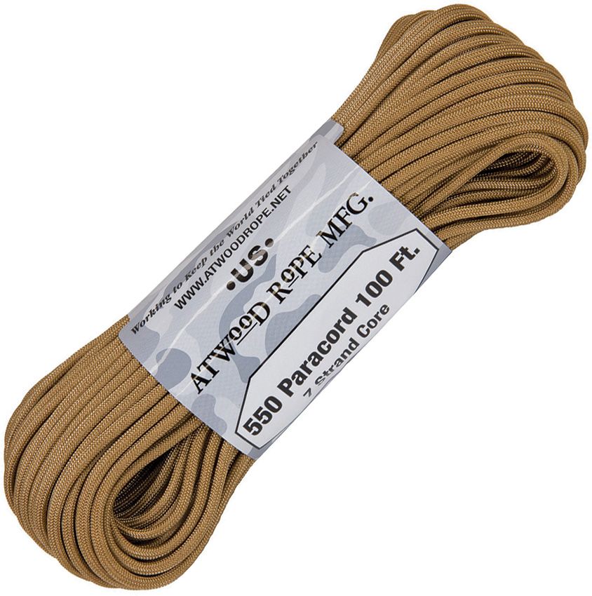 Atwood Rope MFG 550 Parachute Cord Tan 100 ft Hank