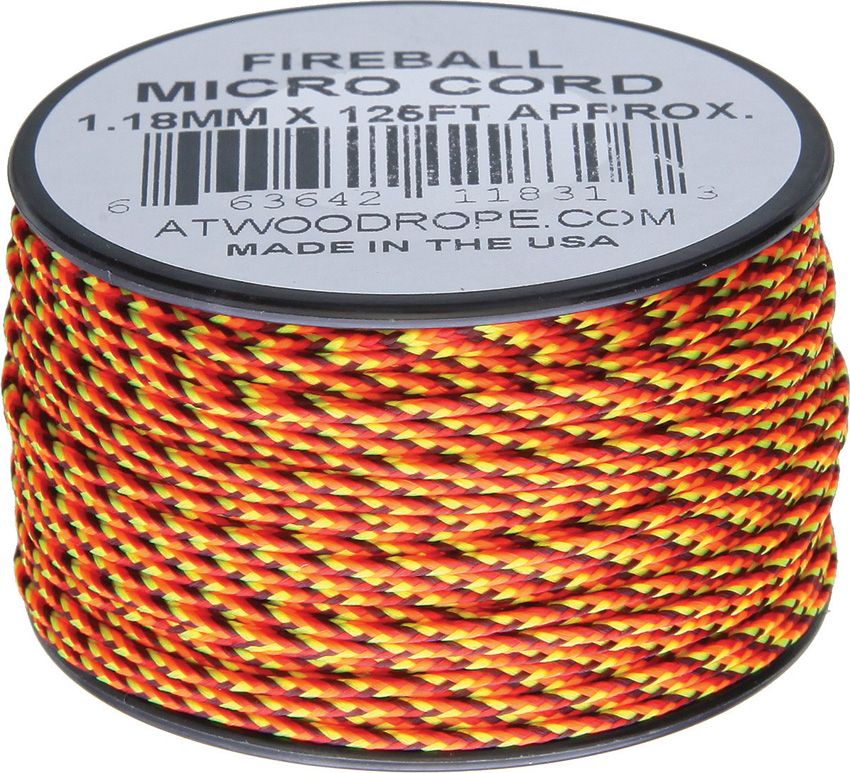 Atwood Rope MFG Micro Cord 125ft Fireball 1.18mm