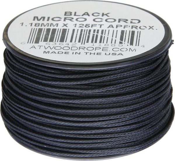 Atwood Rope MFG Micro Cord 125ft Black Nylon