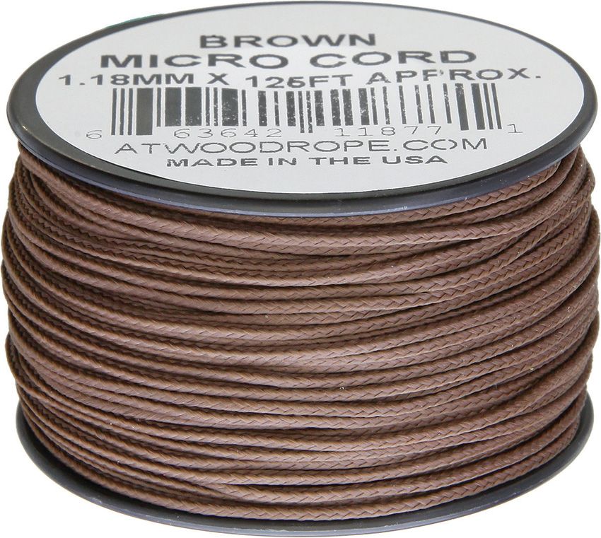 Atwood Rope MFG Micro Cord 125ft Brown 1.18mm Nylon