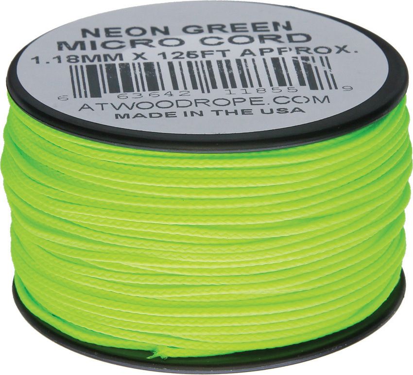 Atwood Rope MFG Micro Cord 125ft Neon Green 1.18mm