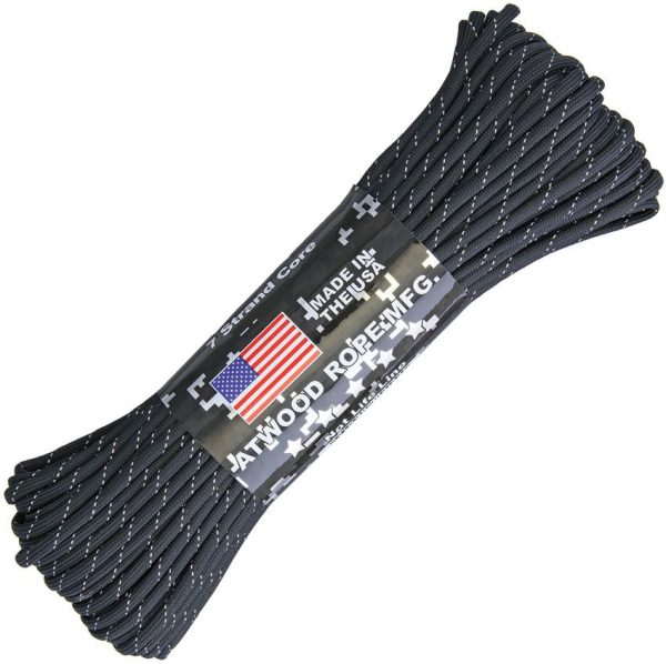 Atwood Rope MFG Parachute Cord 100ft Reflective Black