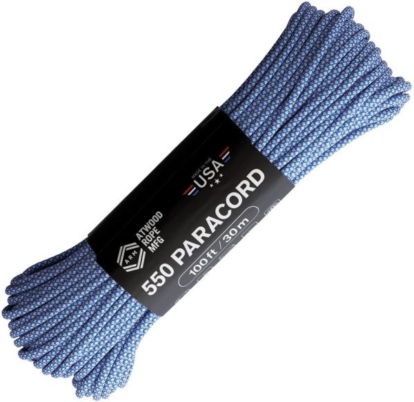 Atwood Rope MFG 550 Paracord Diamond Blue/White 100ft