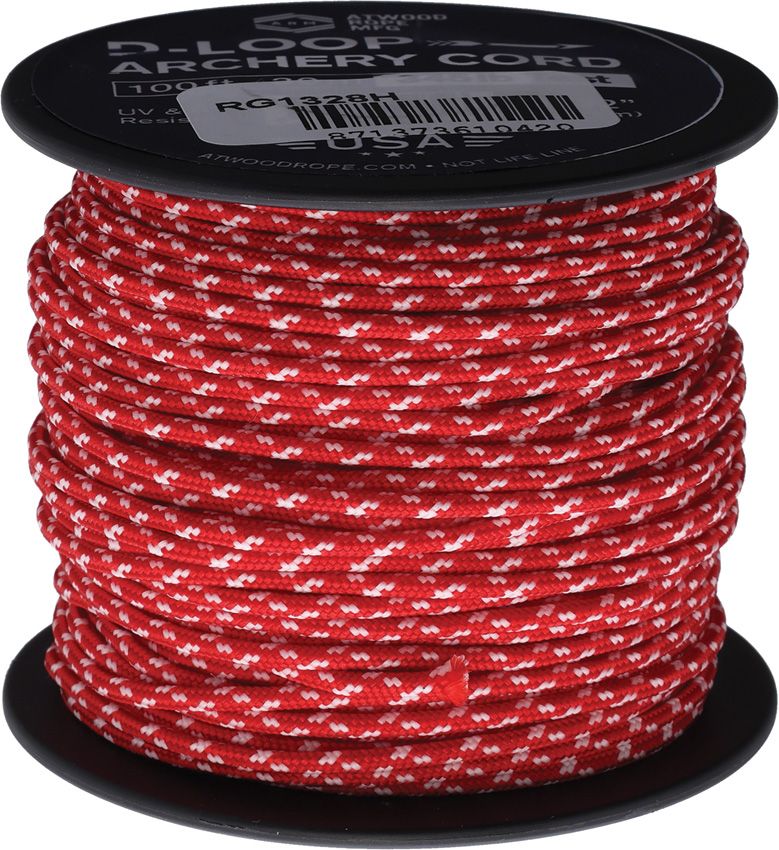 Atwood Rope MFG 3/32" D-Loop Cord Red Glow 100ft Spool