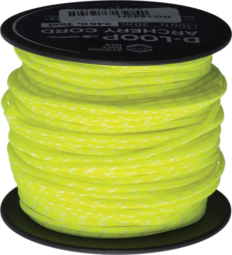 Atwood Rope MFG D-Loop Cord 3/32" 345lb Neon Yellow Glow 100ft
