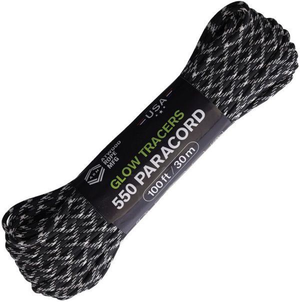 Atwood Rope MFG 550 Paracord Black/Glow 100ft