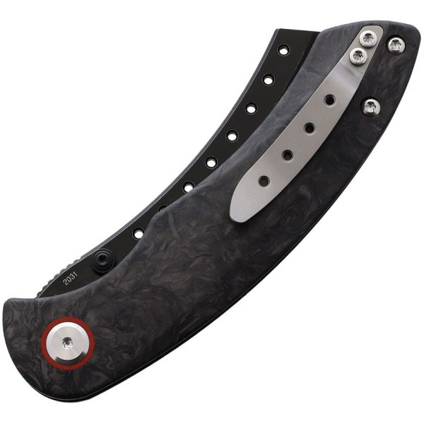 Red Horse Hell Razor Linerlock Marble Carbon S35VN