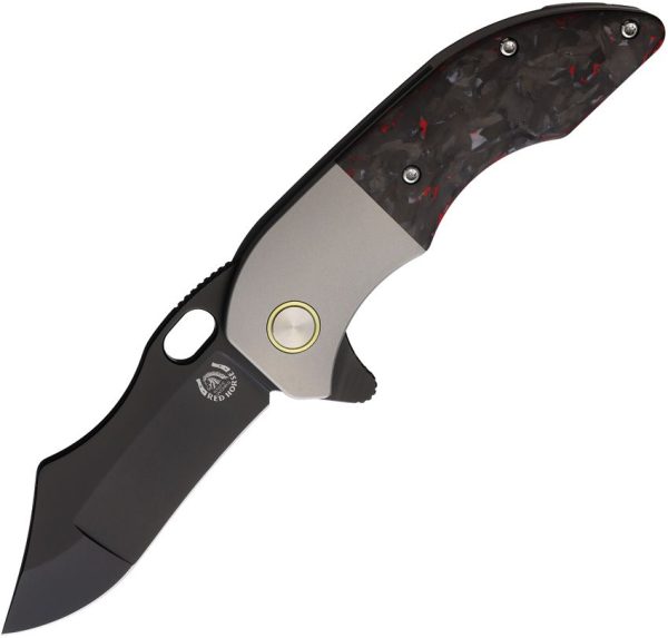 Red Horse War Pig Framelock S35VN Black Folding Knife USA