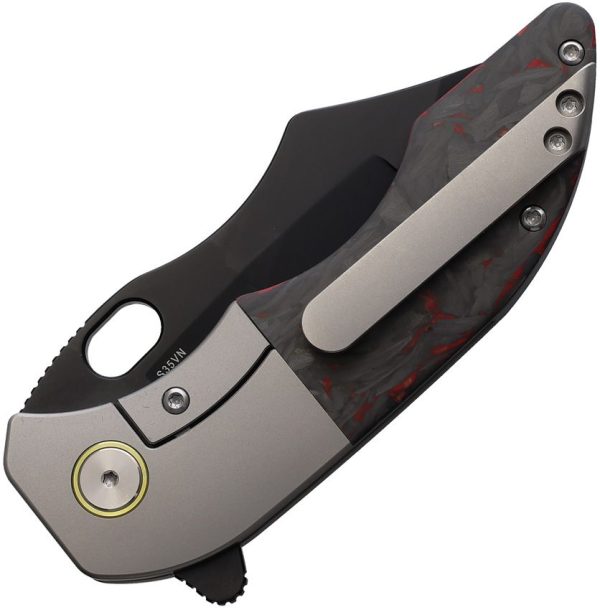 Red Horse War Pig Framelock S35VN Black Folding Knife USA