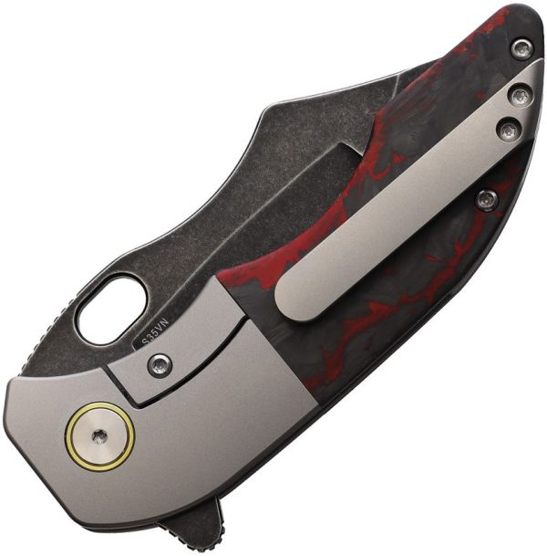 Red Horse War Pig Framelock S35VN Black Stonewash Folding Knife