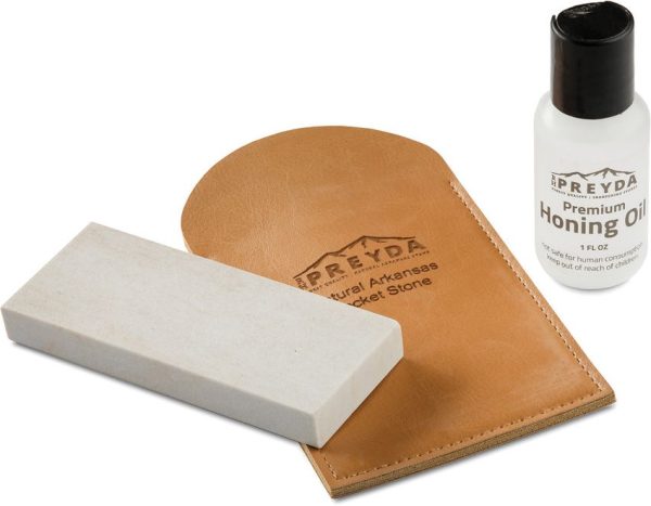 RH Preyda Arkansas Pocket Stone with Leather Pouch