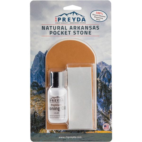 RH Preyda Arkansas Pocket Stone with Leather Pouch