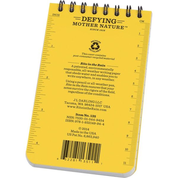 RITR135_add_01.jpg Rite in the Rain Top Spiral Yellow Notebook 3x5