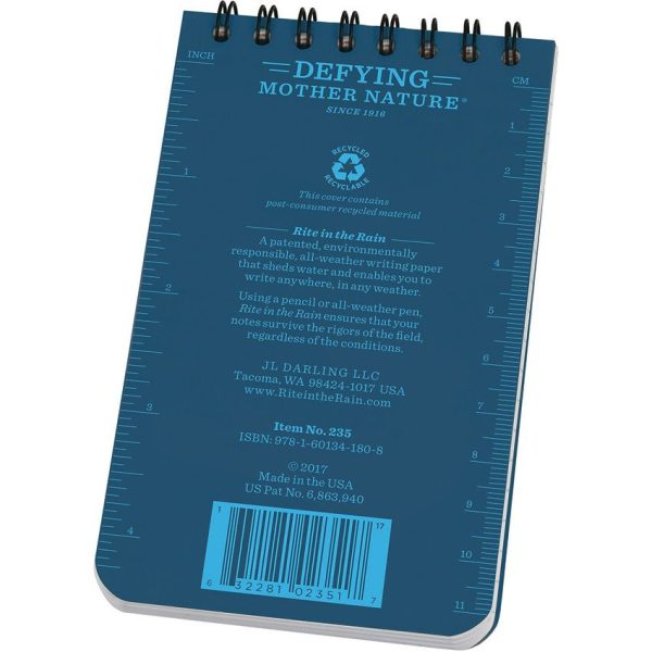 Rite in the Rain Top Spiral Notebook 3x5 - Blue