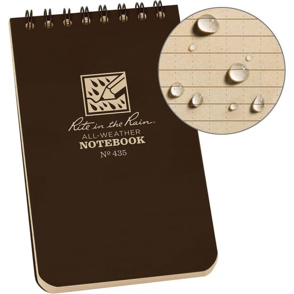 Rite in the Rain Top Spiral Notebook 3x5 Brown - 100 Pages