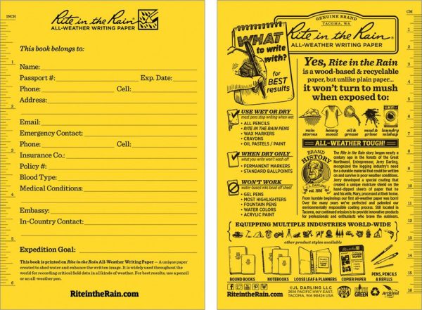 RITR512_add_03.jpg Rite in the Rain Expedition Journal Yellow - 48 Pages