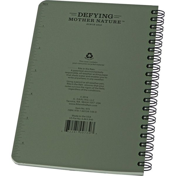 Rite in the Rain Side Spiral Notebook Green 4.63x7