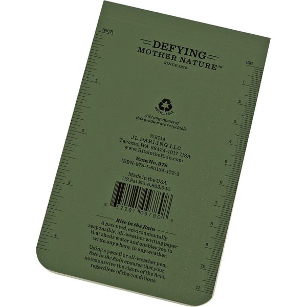 Rite in the Rain Top Bound Memo Notebook Green