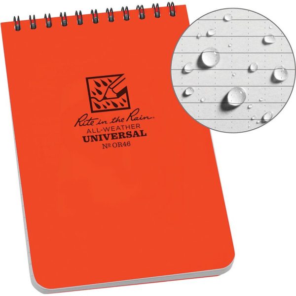 Rite in the Rain Top Spiral Notebook Orange 4x6