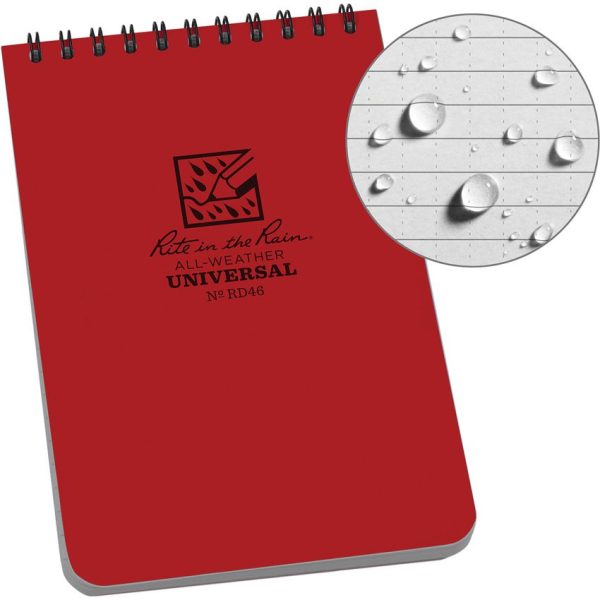 Rite in the Rain Top Spiral Red Notebook 4x6 - Universal Pattern