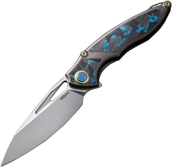 Rike Knife 1902 Framelock Blue Carbon Fiber M390