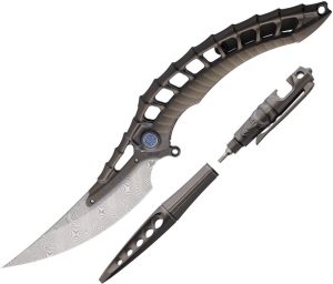 Rike Knife Alien 4 Framelock Damasteel with Pen Tool