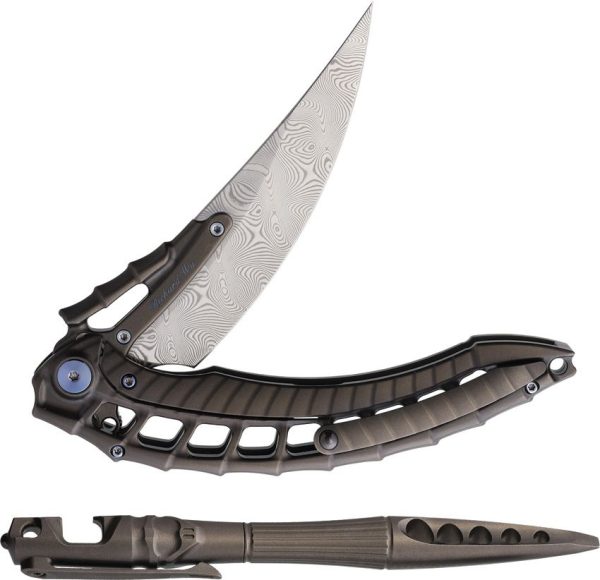 Rike Knife Alien 4 Framelock Damasteel with Pen Tool