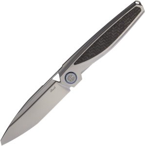 Rike Baidi-T Linerlock Folding Knife M390 Carbon Fiber Gray Titanium