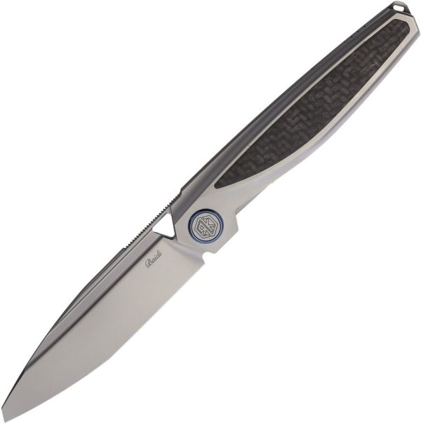Rike Baidi-T Linerlock Folding Knife M390 Carbon Fiber Gray Titanium