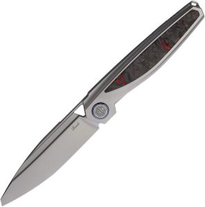 Rike Baidi-T Red Carbon Fiber M390 Folding Knife Tanto Blade