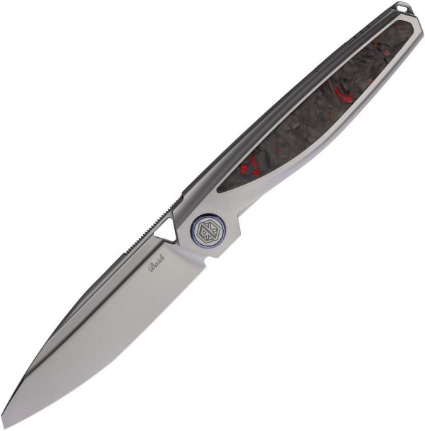 Rike Baidi-T Red Carbon Fiber M390 Folding Knife Tanto Blade