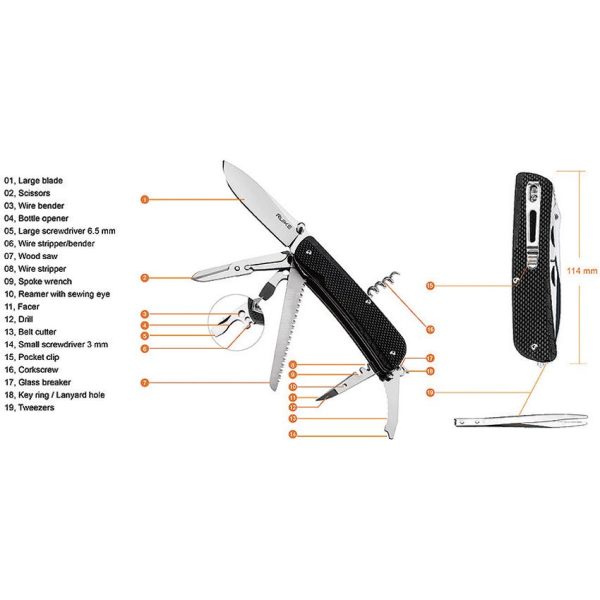 RUIKE L42 Large Multitool - Black G10 Saw Model