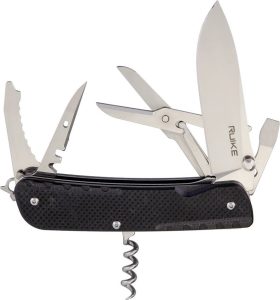 RUIKE LD31 12-in-1 Multitool Folding Knife 12C27 Sandvik Black G10