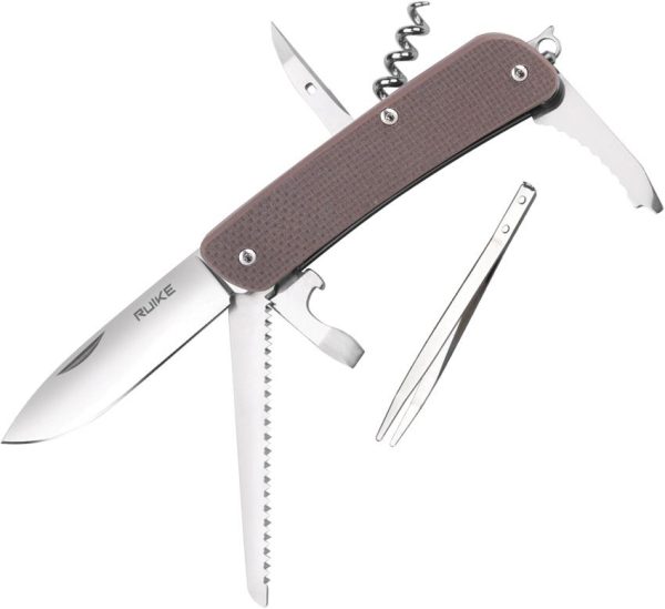 Ruike M32 Multi-Tool Folder Brown G10 Saw Blade