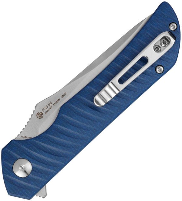 Ruike P123 Linerlock Blue Folding Knife 14C28N Sandvik Blade