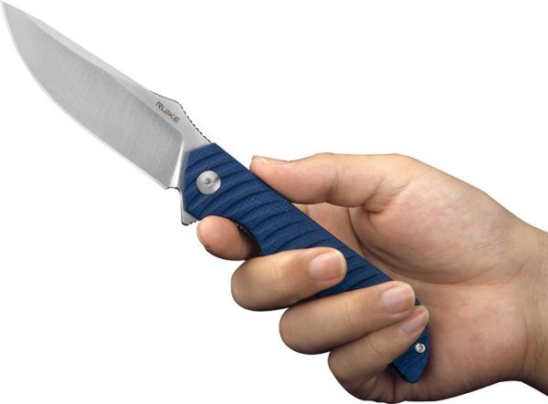 Ruike P123 Linerlock Blue Folding Knife 14C28N Sandvik Blade