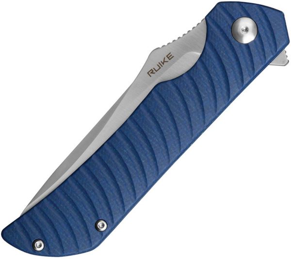 Ruike P123 Linerlock Blue Folding Knife 14C28N Sandvik Blade