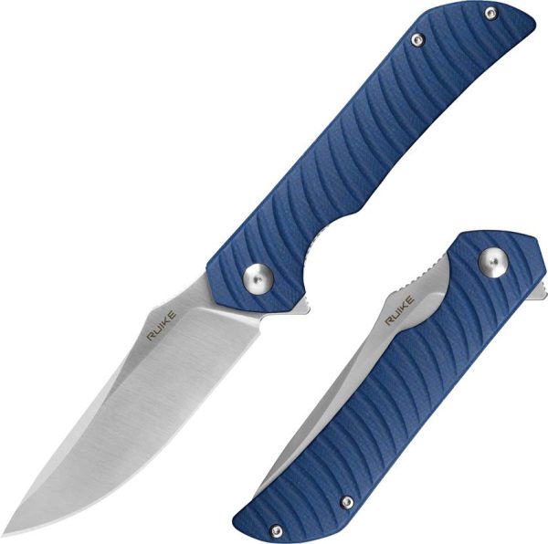 Ruike P123 Linerlock Blue Folding Knife 14C28N Sandvik Blade