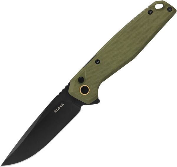 RKEP873G.jpg RUIKE P873 Button Lock Folding Knife 3.5" OD Green G10