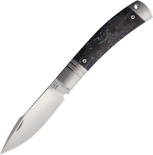 Rike Slip Joint Blue Carbon Fiber Folding Knife M390 Blade
