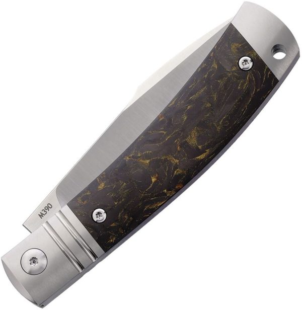 Rike Slip Joint Black Gold CF Folding Knife M390 Blade