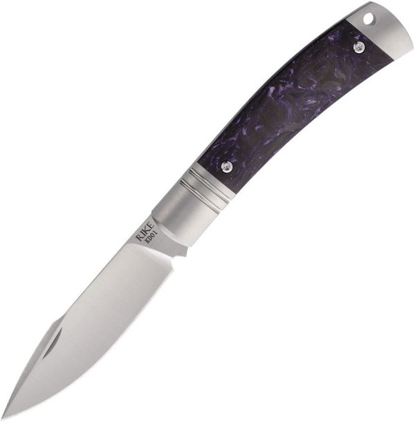 Rike Slip Joint Black Purple Carbon Fiber Folding Knife M390
