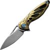 Rike Knife Mini Framelock Gold Damascus