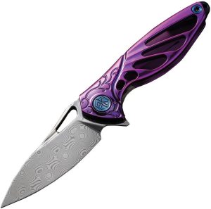 Rike Knife Mini Framelock Purple Damascus
