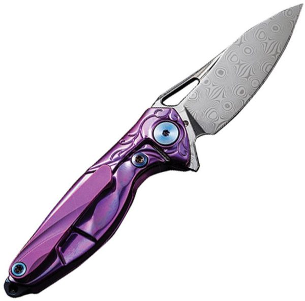 Rike Knife Mini Framelock Purple Damascus