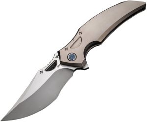 Rike S05 Framelock Gray Ti M390 Folding Knife 3.5" Blade