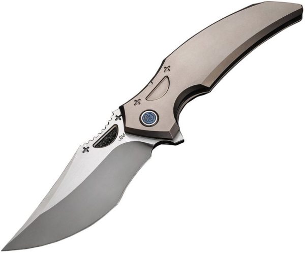 Rike S05 Framelock Gray Ti M390 Folding Knife 3.5" Blade