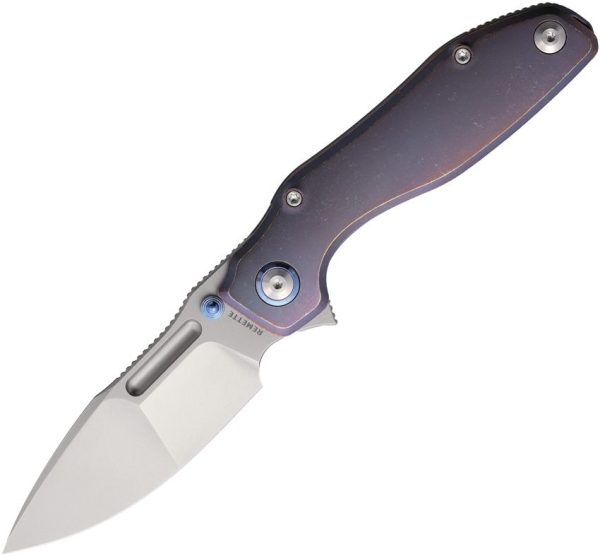 REMETTE TwoFace Framelock Purple Folding Knife M390 Titanium